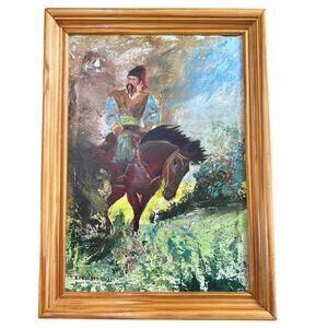 Original Artwork- 2002 Zaporozhye Ukraine Man On Horse- some wear 13.5x10"